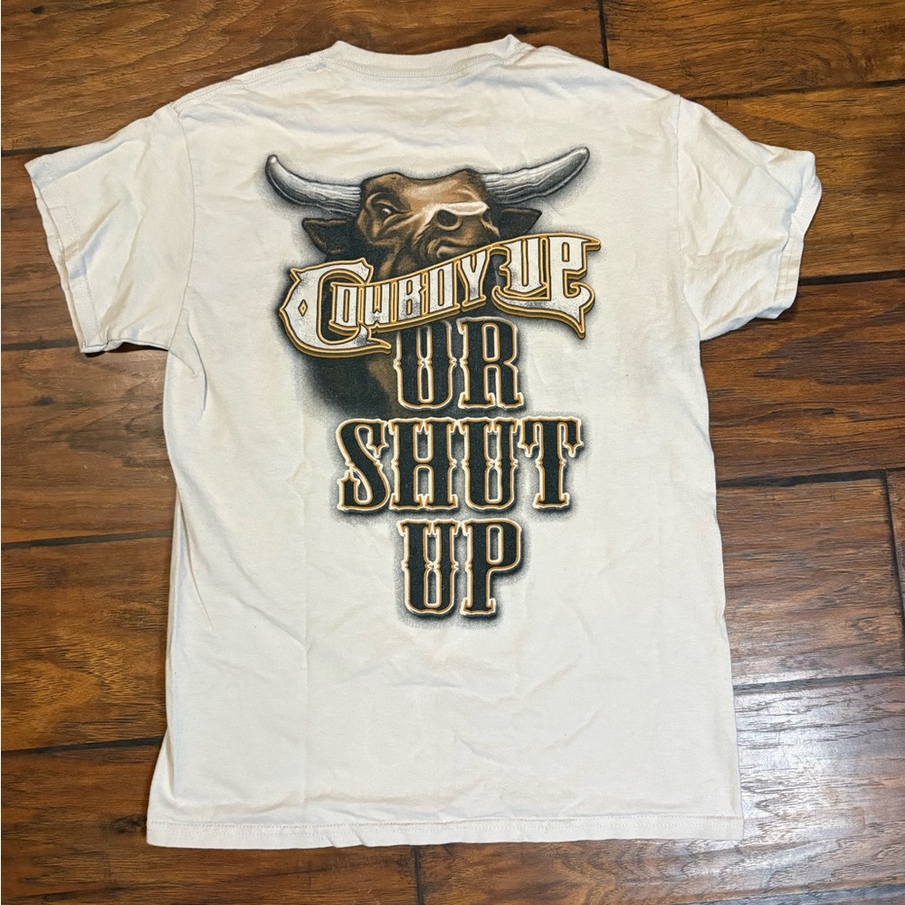 Cream Graphic Tee with Bull Design